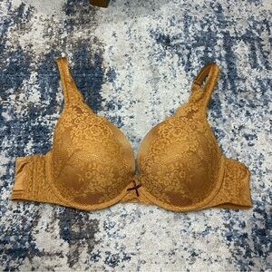 Cacique Orange Floral Laced Under-Wire Plunge Bra Size 44B